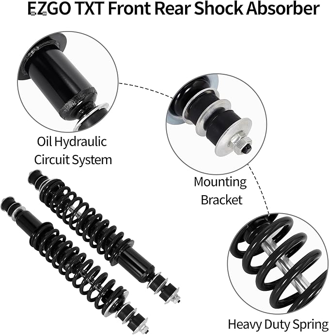 JIAYAN Golf Cart Front or Rear Shock Absorber with Heavy Duty Coil Springs Compatible with E-Z-GO TXT/Medalist 1994+ Gas & Electric Models OEM# 70928-G01 76418-G01 70630-G01 (2Pcs)