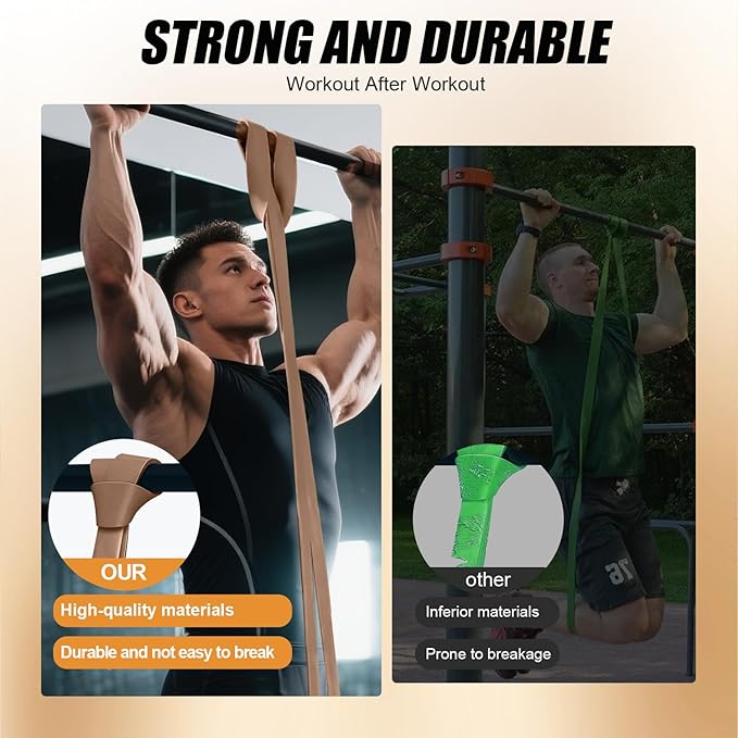 WHATAFIT Resistance Bands,Pull Up Assist Bands Set with Handles, Exercise & Workout Bands with Door Anchor for Men & Women – Home Fitness Equipment for Strength Training, Stretching
