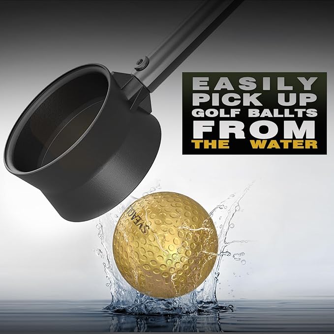Golf Ball Retriever Telescopic for Water, 12Ft/9Ft Two-Sided Golf Ball Grabber Stainless Steel Ball Retriever Tool Golf Ball Picker Golf Accessories