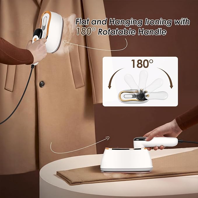 Biupky Travel Steamer for Clothes Portable Mini, 1200w Mini Iron Portable Steamer for Clothes, 4 Mode with LCD Display, 10s Fast Heating Travel Iron Garment Steamer for Clothes for Home Dorm Travel