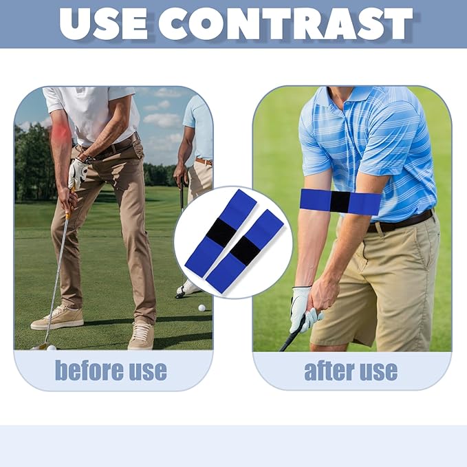 Golf Swing Aid, 2Pcs Elastic Resistance Swing Correcting Arm Band - Golf Swing Posture Training Belt with Anti - Slip Strip for Correction, Strength Enhancement & Consistent Stroke Improvement