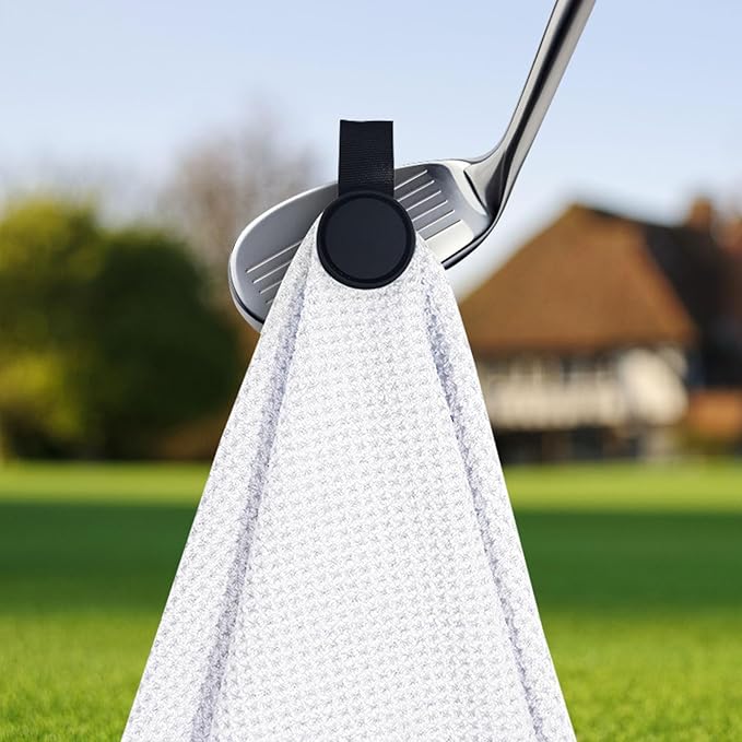 Personalized Golf Towel Custom Golf Towels for Golf Bags with Embroidery Initial Name Magnetic Golf Towel Microfiber Golf Towels with Clip Gifts for Golfers Men Women 16"x 24" (White)