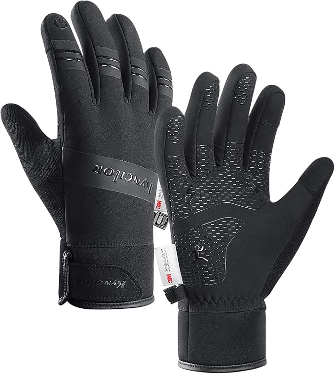 FOXLVDA 10℉ Winter Gloves Men Women, Waterproof Windproof Thermal Touch Screen with Non-Slip Grip and Warm Lining for Cold Weather Cycling Driving Hiking Running Golf Ski Snow Ski Sports Daily Work
