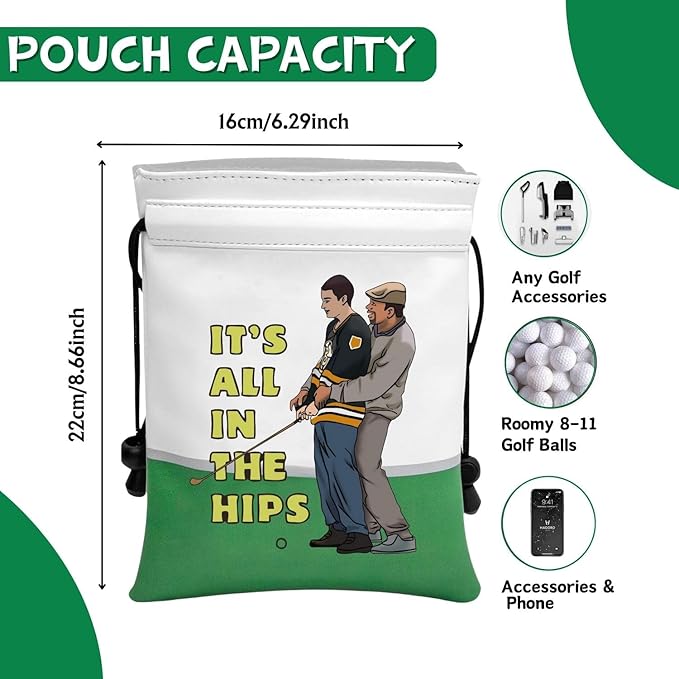 Artpreti Funny Golf Valuables Pouch,Golf Pouch Bag with Drawstrings Golf Tee Bag for Men Women - It's All In the Hips