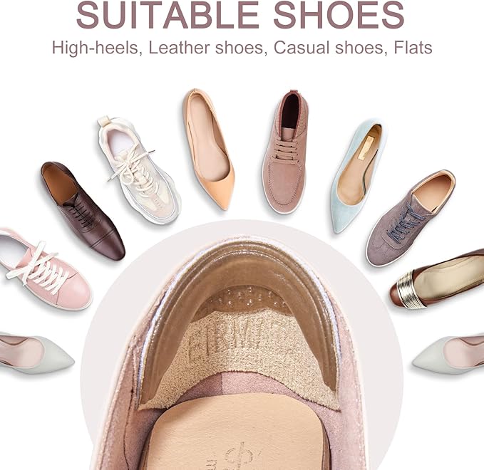 Heel Pads for Shoes:That are Too Big, Heel Cushion for Womens Shoes Soft High Heel Comfort Pads Heel Protectors for Loose Shoes, Stop Heel Pain, Heel Blisters(4 Pairs)