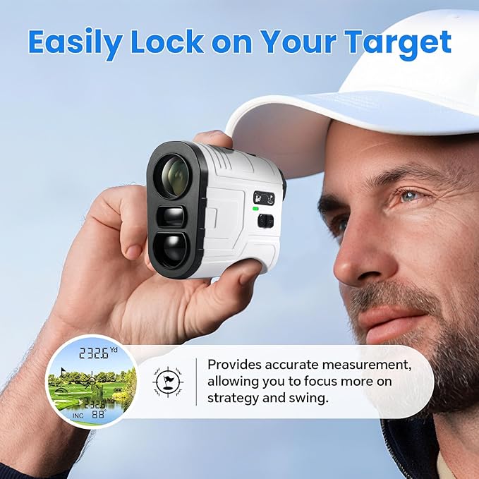 1200Yards Range Finder Golf with Slope, 7X Magnification Range Finder, Lightweight Portable Rechargeable Rangefinder, Flag Lock Vibration, Switch for Legal, Range Finders for Hunt/Golf Accessory