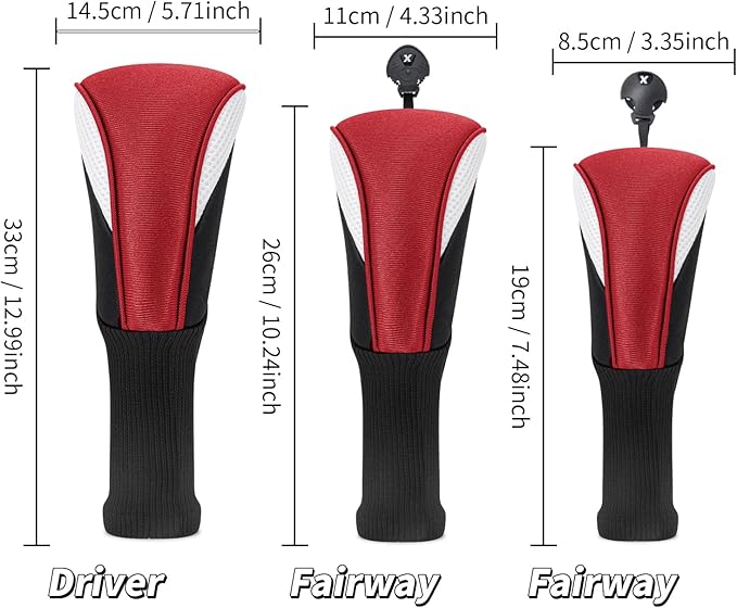Golf Head Covers for Fairway Woods Driver Hybrids 5 Pieces Nylon Mesh Sports Fan Golf Club Headcovers-Golf Accessories for Men Women.