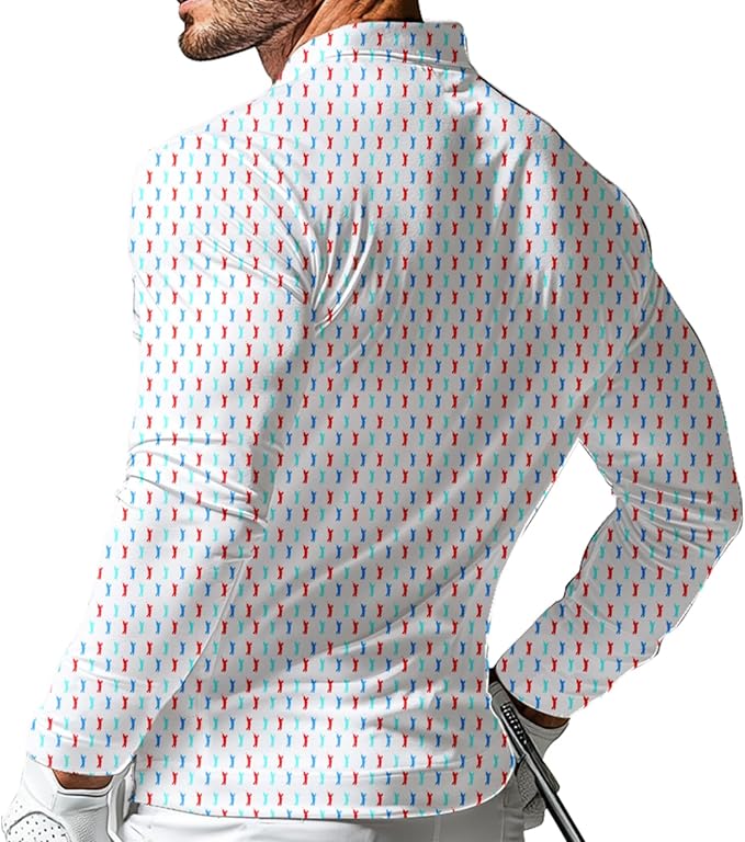 Men's Long Sleeve Golf Shirt Quick Dry 3 Button Work Fishing Outdoor Casual Collar Shirt