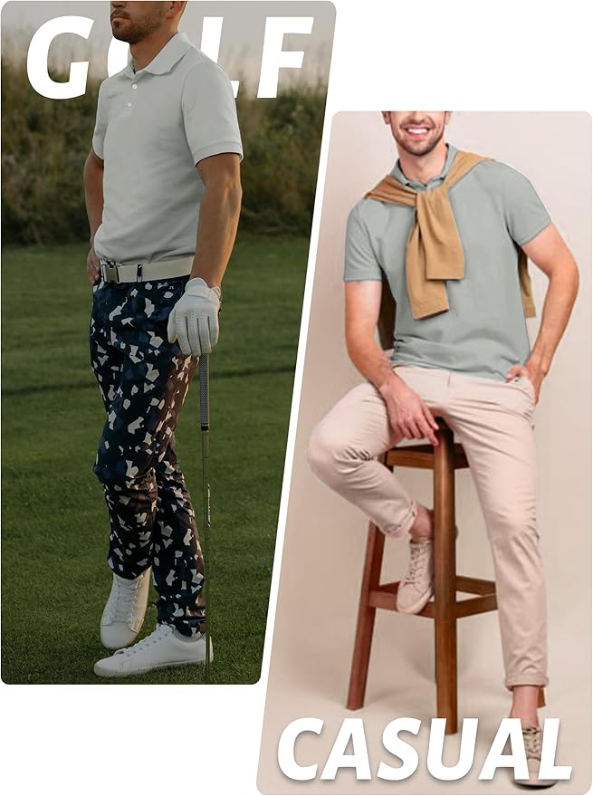 TACVASEN Mens Golf Shirt Dry Fit Mens Polo Shirts Short Sleeve Performance Golf Polos for Men with Collar Work Shirts
