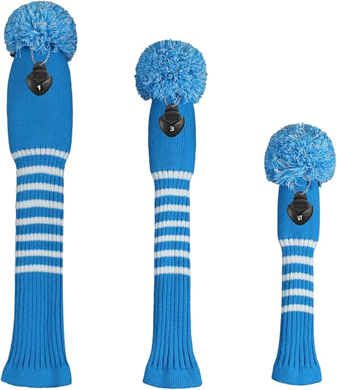 Scott Edward Golf Headcovers for Woods Set of 3 Fits Well Driver(460cc) Fairway Wood and Hybrid(UT) The Perfect Change for Golf Bag Classic Striped Style
