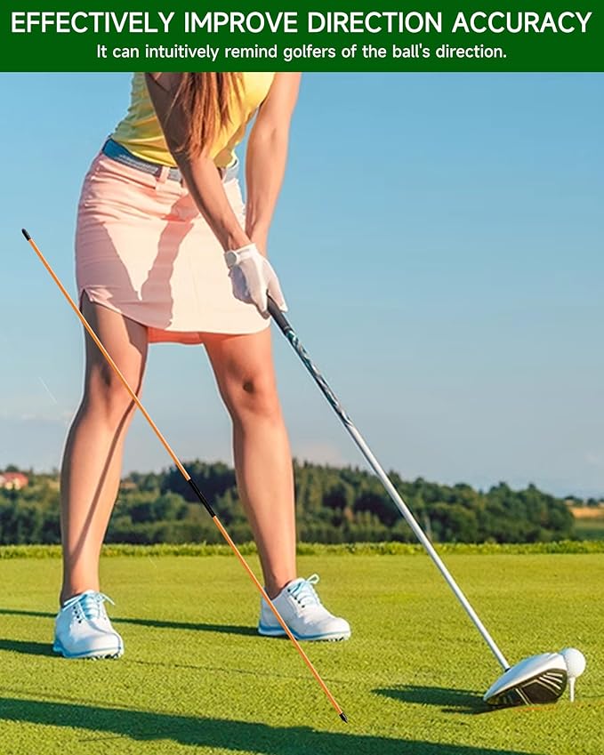 CAITON Golf Alignment Sticks 2 Sets - 48inch Alignment Practice Rods, Foldable for Easy Portability, Golf Training Aids to Improve Golf Swing, Putting Posture, with Storage Tube