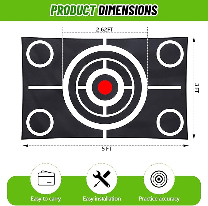 Golf Target Cloth for Net Replacement Golf Hitting Net Target with 4 Straps for Practice Training Aids Indoor Outdoor Use