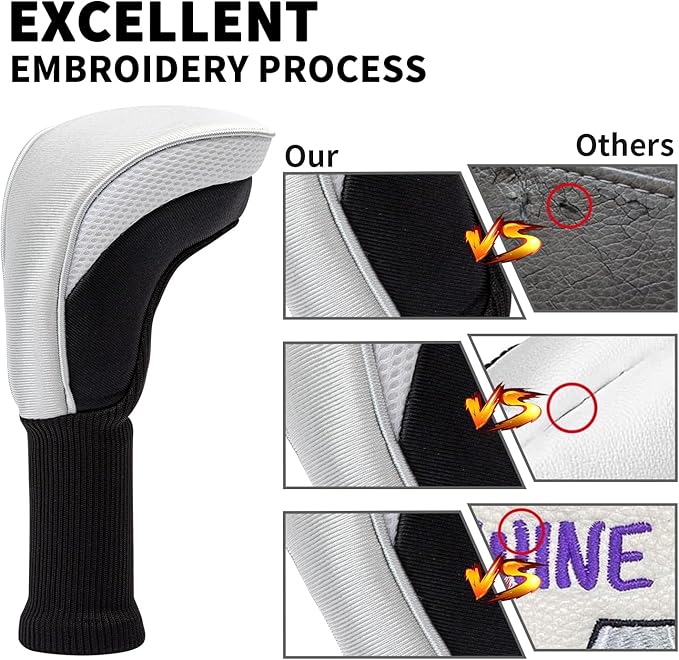 Golf Head Covers for Fairway Woods Driver Hybrids 5 Pieces Nylon Mesh Sports Fan Golf Club Headcovers-Golf Accessories for Men Women.