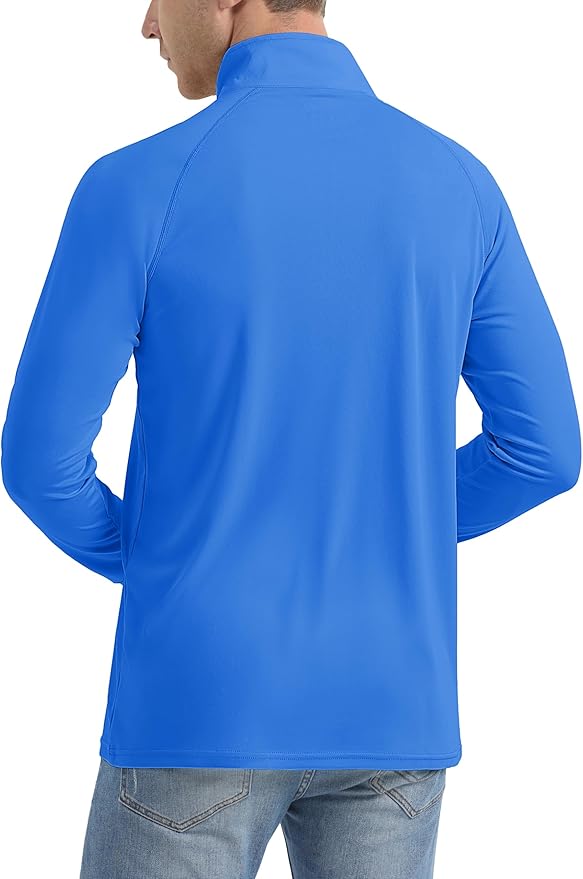 MAGCOMSEN Men's Long Sleeve Sun Shirts UPF 50+ Tees 1/4 Zip Up Fishing Running Rash Guard T-Shirts Outdoor Shirt