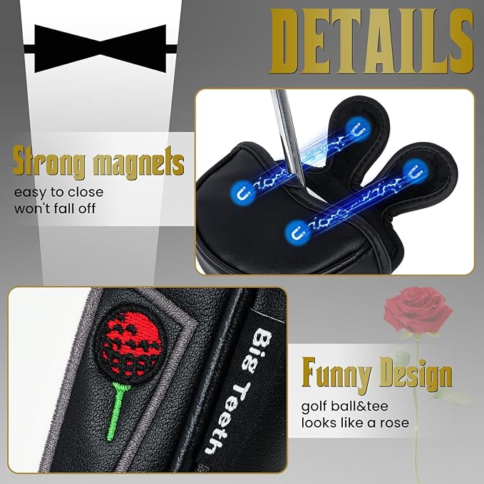 The Golf Father Golf Club Covers, Driver Fairway Hybrid Headcover, Funny Putter Cover Magnetic, Black & White Color Iron Covers,Golf Gifts for Men
