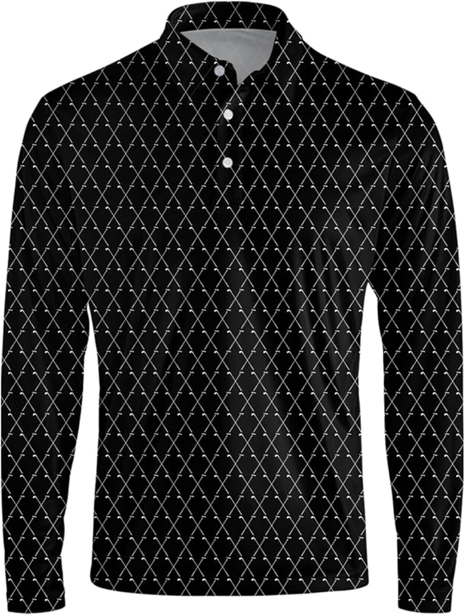 Men's Long Sleeve Golf Shirt Quick Dry 3 Button Work Fishing Outdoor Casual Collar Shirt