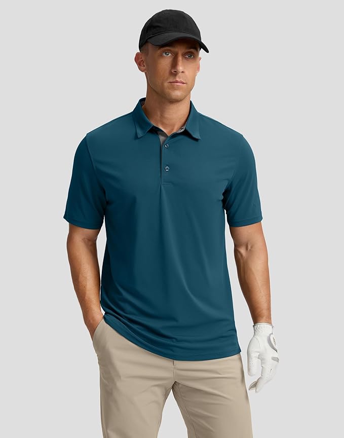 Men's Golf Shirts Dry Fit Moisture Wicking Performance Short Sleeve Collared Polo Shirts for Casual Athletic Business
