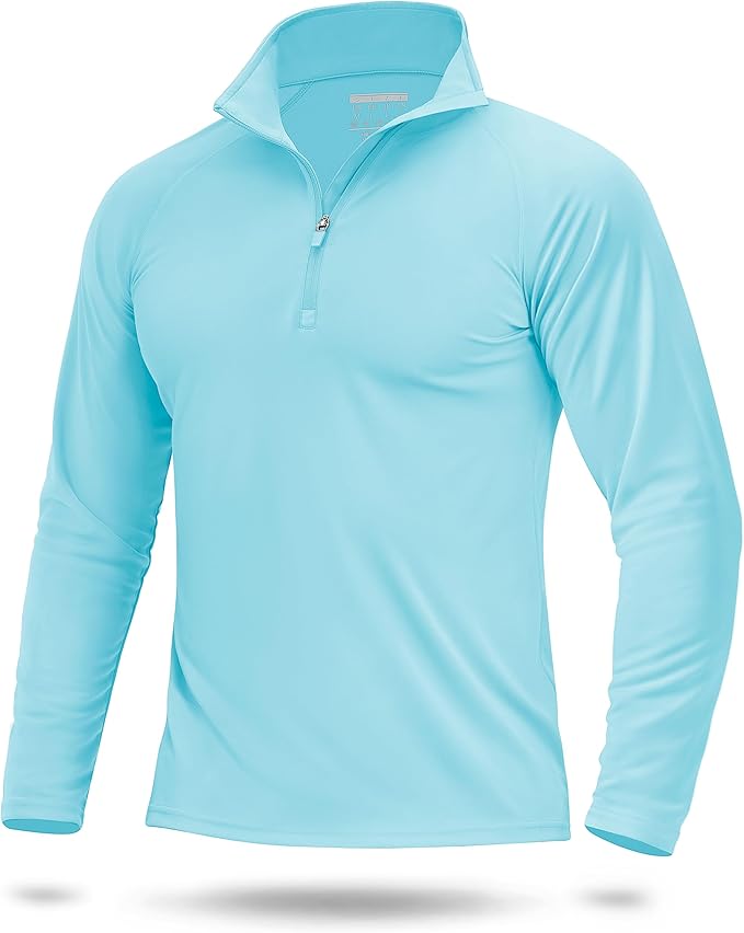Boladeci Men's UPF 50+ Sun Shirts 1/4 Zip Long Sleeve SPF UV Protection Lightweight Quick Dry Quarter Zip Golf Shirts