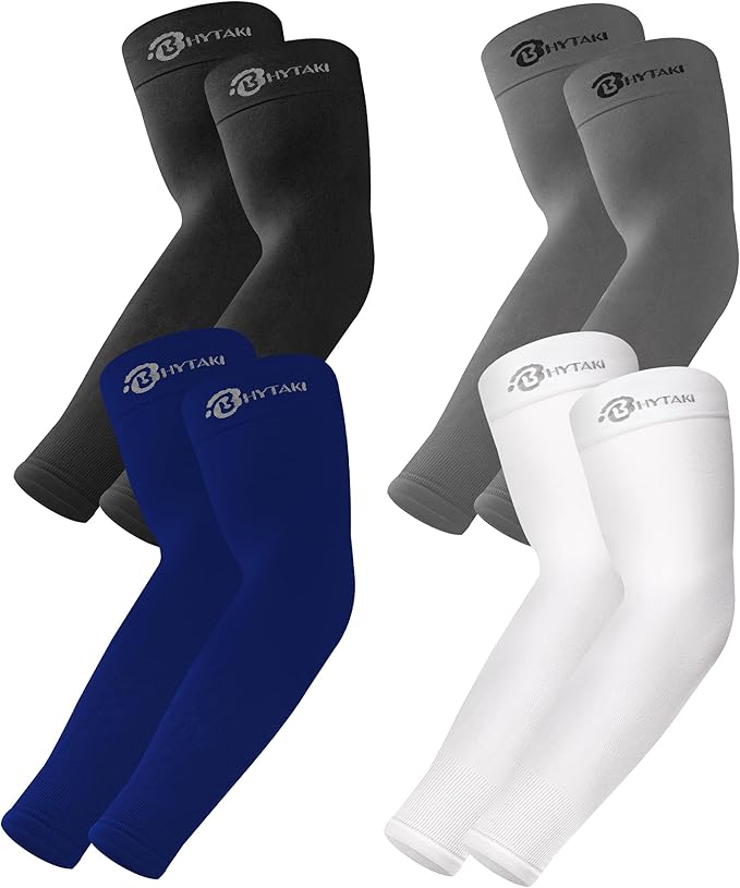 BHYTAKI UV Sun Protection Arm Sleeves, UPF 50 Sports Cooling Arm Compression Sleeves for Men Women Teenager