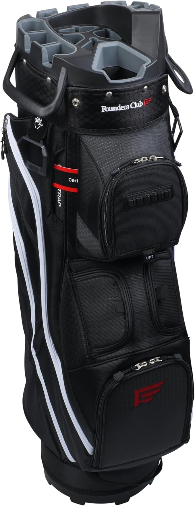 Founders Club 4th Generation Tour Series Club Lock Organizer Golf Cart Bag for Men with 14 Way Anti Rattle Divider Top- Free Snap On Rain Hood-Full Length Dividers