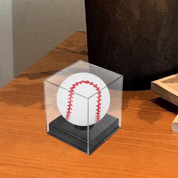 2pcs Baseball Autograph Box: Transparent Acrylic Ball Display Stand for Sports - Memorabilia Holder Cube - Clear Cube Protector for Golf Tennis Autographed Balls
