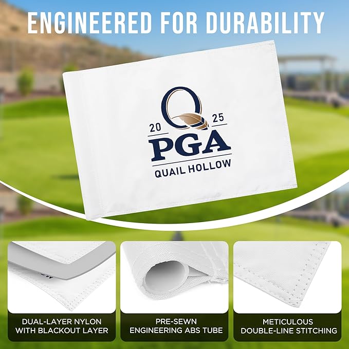 Standard Golf Flag PGA 2025, Tube Insert, 14x20 Inch 420D Nylon Dual-Sided Silk-Screen, Ideal for Practice Putting Green, Driving Range, Course, Club, 1-Pack