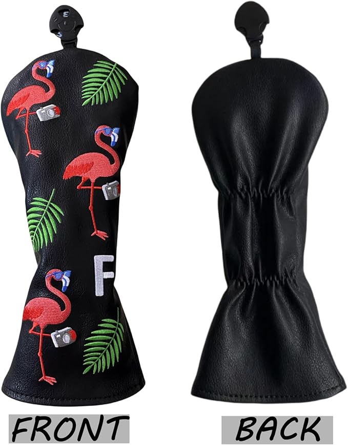 Flamingo Golf Club Headcover 3 Wood Head Cover Golf Premium（PU Leather Driver Fairway Wood Hybrid Head Cover Fits for All Brand