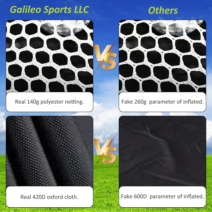 Gagalileo Golf Net: Backyard Practice Hitting Driving Training by Turf Mat Target Real Ball Indoor Outdoor Chipping Swing Gift for Golfers Dad Husband Men