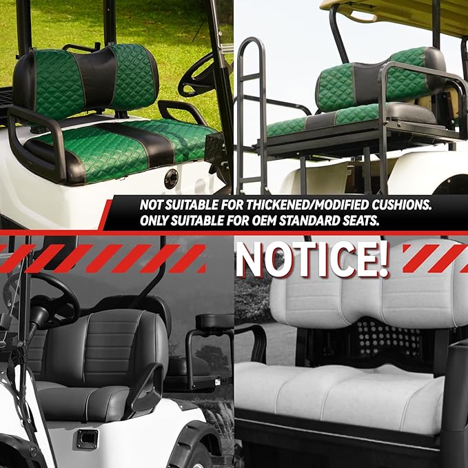 Golf Cart Seat Covers Front and Rear Waterproof and Sun Resistant Marine Grade Vinyl Leather Seat Cover Accessories for Yamaha Drive 2007-2016/Drive 2 2017+, Green(4PCS)