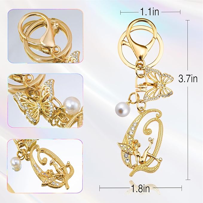 Initial Keychain Bag Charm Women Purse Charms for Handbags Accessories Charm for Wallet Butterfly Pendant for Girls