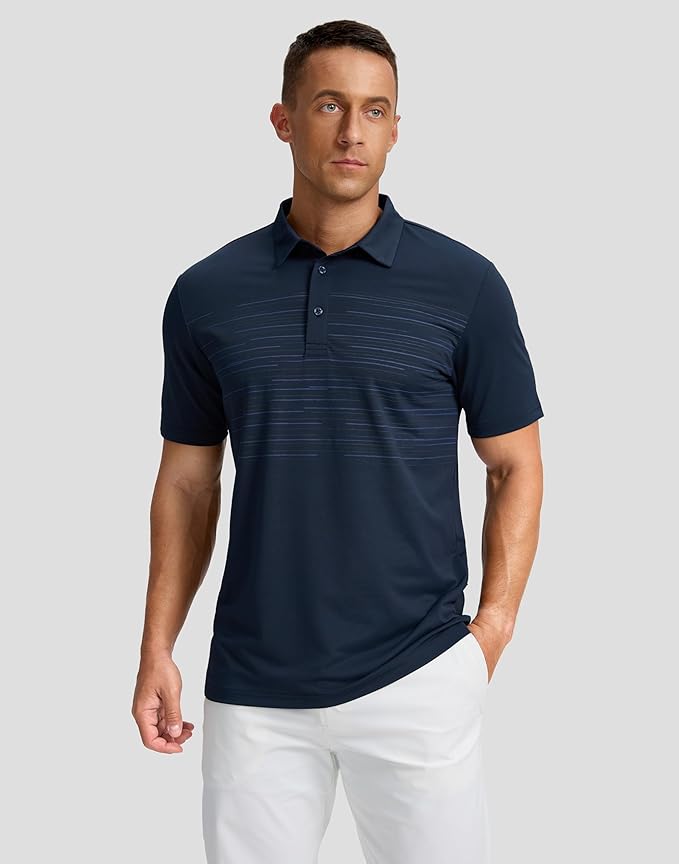 Men's Golf Shirts Dry Fit Moisture Wicking Performance Short Sleeve Collared Polo Shirts for Casual Athletic Business