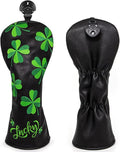 Live Lucky Golf Club Headcover Shamrock Golf Head Cover Elegant Embroidery Premium Leather Driver Covers Fairway Wood Covers Hybrid Headcovers Mallet Blade Putter Covers