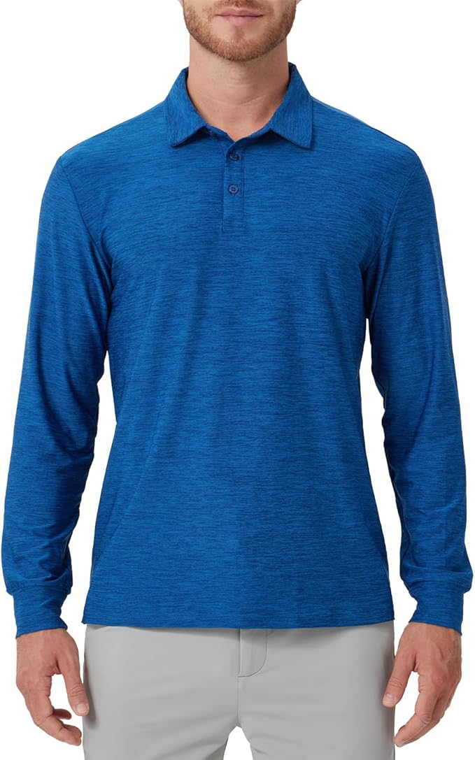 NAVISKIN Men's Polo Shirts Long Sleeve Golf Shirts with Collar UPF 50 SPF Shirt for Men Quick Dry Moisture Wicking