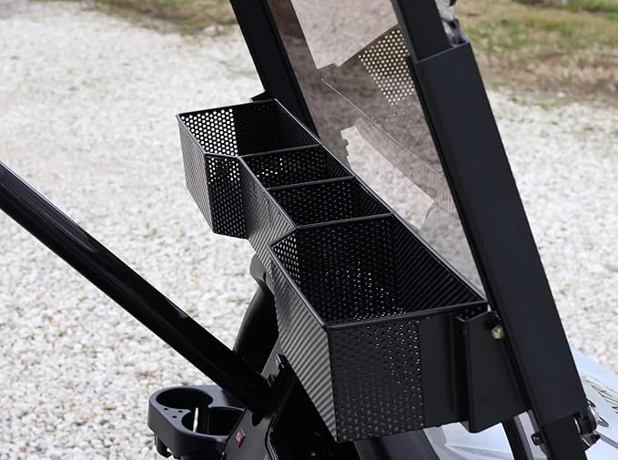 Huskey Golf Cart Front Basket Storage Basket Dash Basket Compatible W/EZGO TXT/RXV,Club Car DS (2000.5+) Precedent/Tempo/Onward,Yamaha G29 Drive2 2007+ One Piece Solid Design & Larger Compartments
