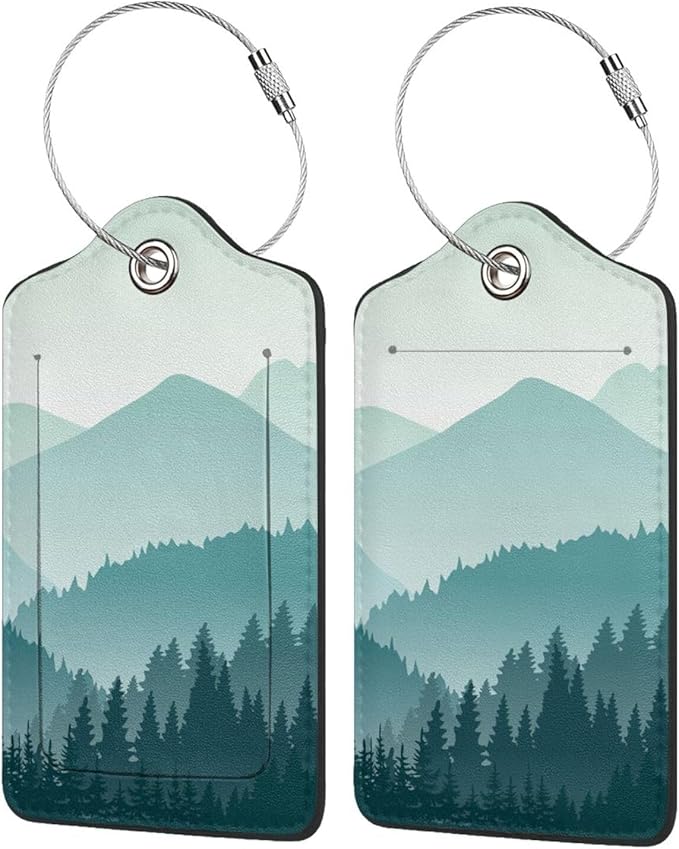 TSA Approved Luggage Tags for Suitcases Green Mountain 2 Pack Funny Leather Carnival Cruise Airport Cute Travel Name Tags Golf Bag tag Ships Essentials Privacy Cover ID Label for Women Men