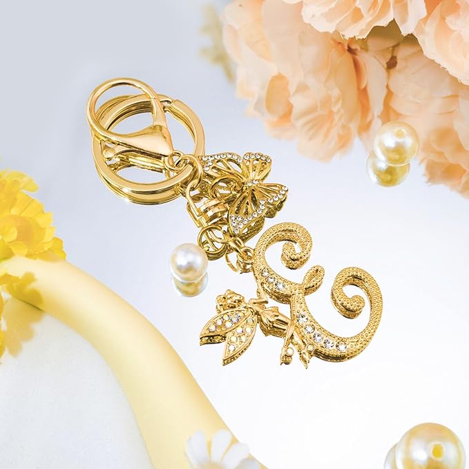 Initial Keychain Bag Charm Women Purse Charms for Handbags Accessories Charm for Wallet Butterfly Pendant for Girls
