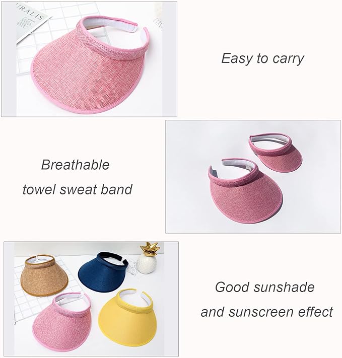 Cloth Covered Slip-On Visor for Women, Adjustable Cap Sports Sun Visors for Men
