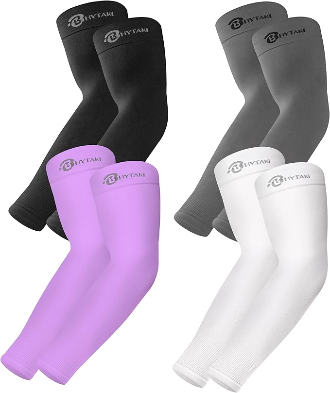 BHYTAKI UV Sun Protection Arm Sleeves, UPF 50 Sports Cooling Arm Compression Sleeves for Men Women Teenager