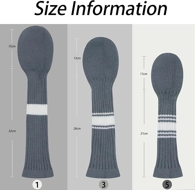 LeFeng 3Pcs Golf Club Covers, Knitted Golf Club Covers for 460cc Driver Fairway Woods and Hybrid