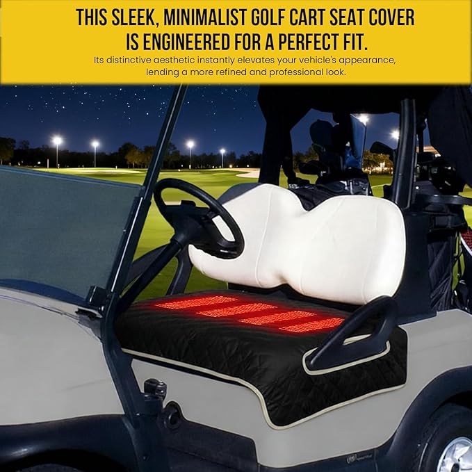Heated Golf Cart Seat Cover,Non-Slip Winter Golf Cart Seat,Universal Fit, Easy Installation,4 Heating Zones, USB/Type-C Powered, Non-Slip & Waterproof, Ideal Golf Gift for Men