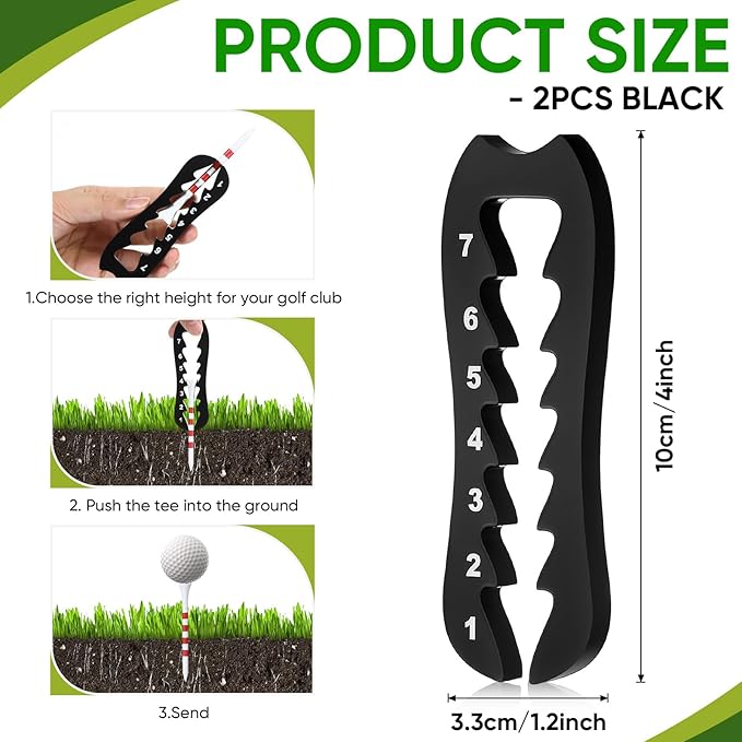 2 Pcs Golf Tee Height Adjuster Acrylic 7 Settings Adjustments Tee Height Positioner Golf Accessories Training Aid Setter for Consistent Swings for Indoor Outdoors