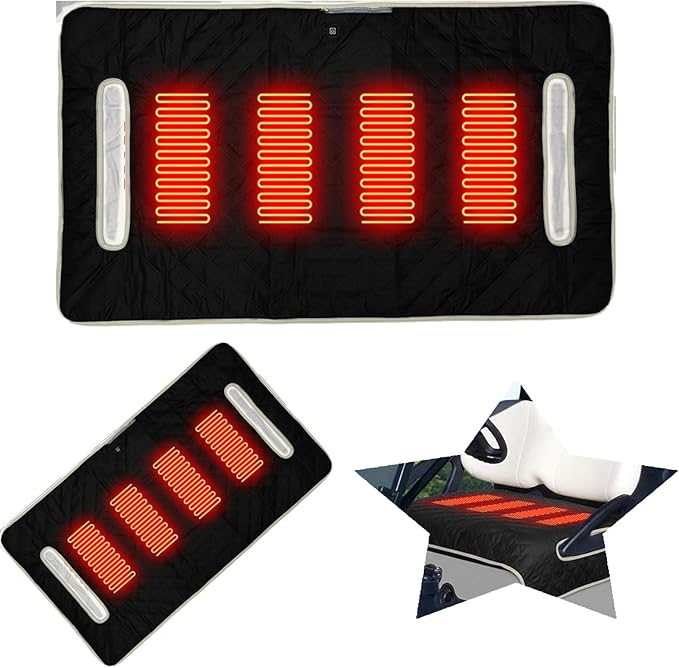 Golf Cart Heater, Heated Golf Cart Seat Cover - USB Powered 4-Zone Warming Pad & Electric Blanket for Golf Carts, 3-Temperature Settings with Portable Foldable Design (Black)
