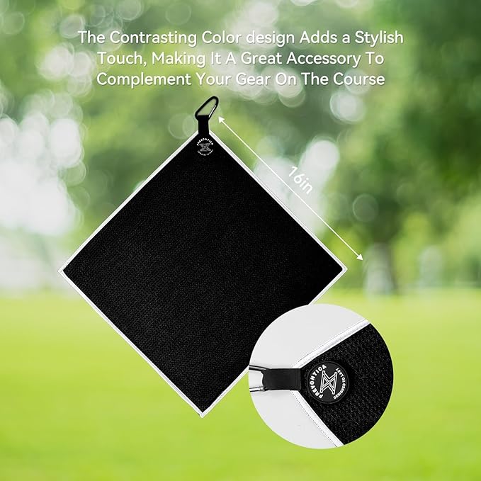 Magnetic Golf Towel with Clip and Cleaning Pocket -Premium Ultra Absorbent and sandfree Waffle Weave Microfiber Towel-Golf Accessories for Golf Bags, Carts or Clubs 16"*16“