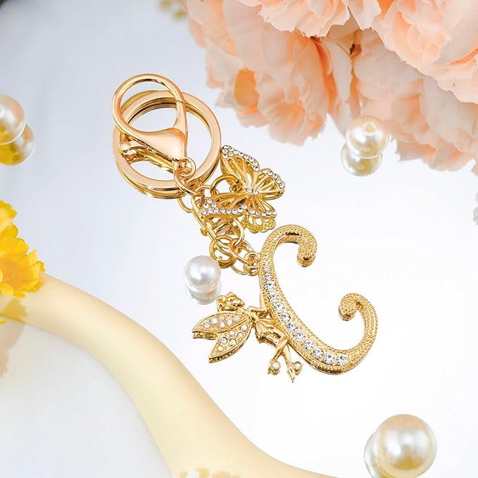Initial Keychain Bag Charm Women Purse Charms for Handbags Accessories Charm for Wallet Butterfly Pendant for Girls