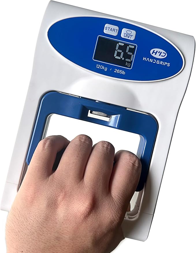 MEGAWISE Grip Strength Dynamometer Pro - Digital Hand Grip Tester & Trainer, 265lbs/120kg High Precision Sensor, Home Fitness, gym (White)