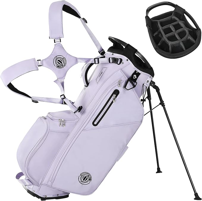 Golf Stand Bag 14 Way, Lightweight Golf Bags for Men Women with Stand, Padded Ergonomic Double Strap, Full Length Dividers, Multiple Pockets, Rain Hood