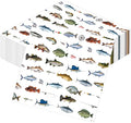 Gone Fishing Party Decorations, Disposable Paper Fish Napkins Supplies Pack of 50, Fishing Birthday Baby Shower Decor Size 6.5 Inch