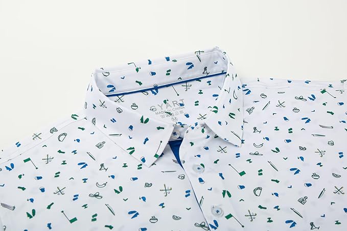 Mens Golf Shirts Quick Dry Moisture Wicking Casual Short Sleeve Performance Athletic Print Collared Stylish Men Polo Shirt