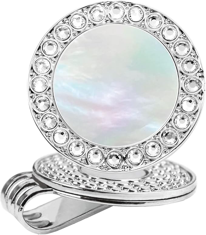 Golf Ball Marker Hat Clip with Pearl Crystal Ball Marker, Golf Accessories, Golf Gifts, Golf Ball Markers for Women