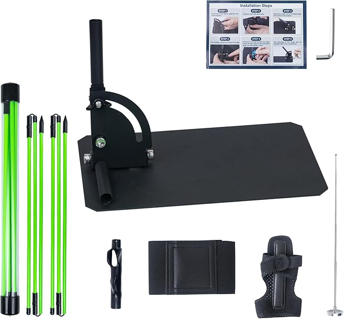 Golf Swing Correction Training Kit – Grip Alignment Trainer, Telescopic Swing Direction Indicator, Wrist & Arm Strap, Foldable Metal Angle Corrector & Dual Folding Alignment Sticks